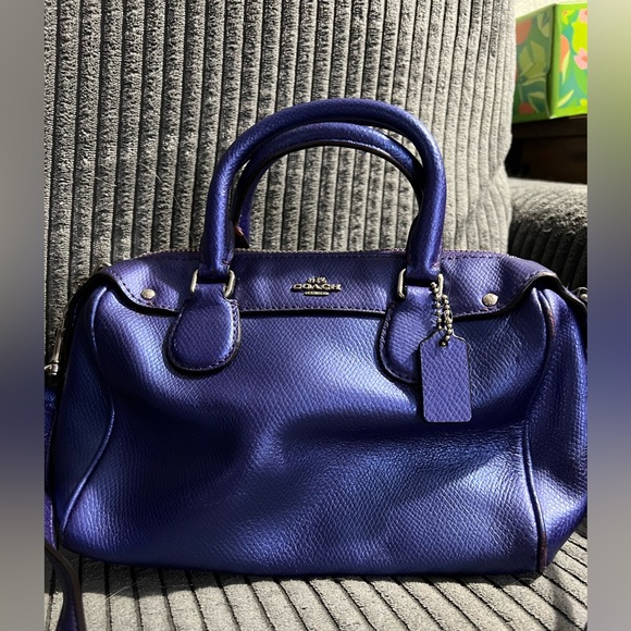 Coach Mini Blue/Purple Leather Satchel - Picture 1 of 10